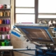 Silk screen machinery in workshop